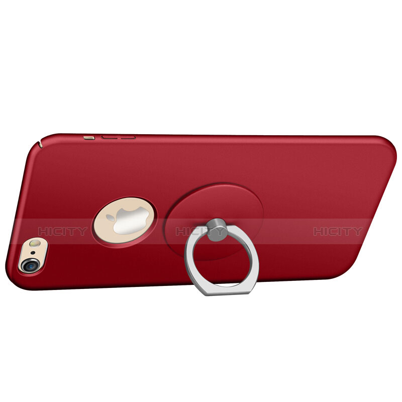 Coque Plastique Rigide avec Trou Mat et Support Bague Anneau pour Apple iPhone 6 Plus Rouge Plus