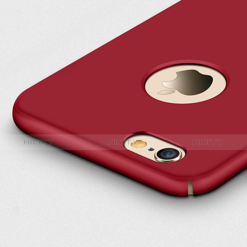 Coque Plastique Rigide avec Trou Mat et Support Bague Anneau pour Apple iPhone 6 Rouge Plus