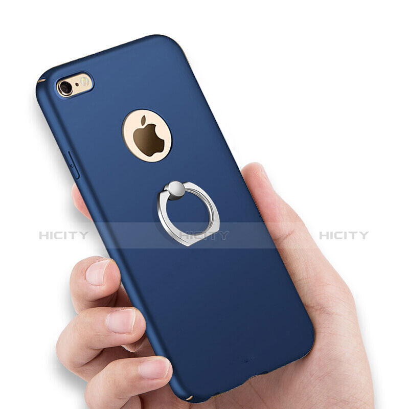 Coque Plastique Rigide avec Trou Mat et Support Bague Anneau pour Apple iPhone 7 Bleu Plus