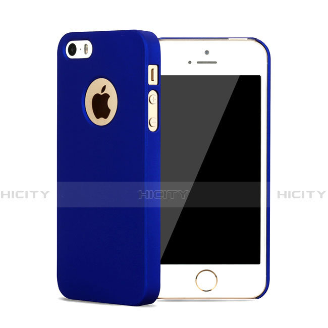 Coque Plastique Rigide avec Trou Mat pour Apple iPhone 5 Bleu Plus