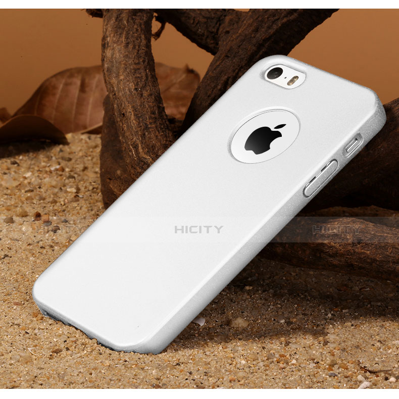 Coque Plastique Rigide avec Trou Mat pour Apple iPhone 5S Blanc Plus