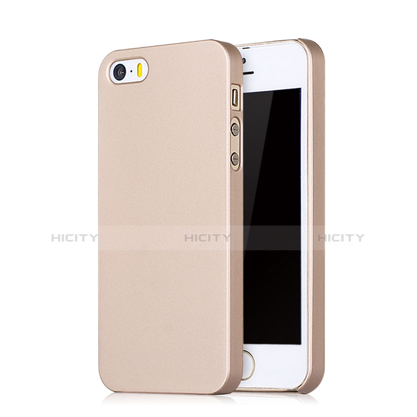 Coque Plastique Rigide avec Trou Mat pour Apple iPhone 5S Or Rose Plus