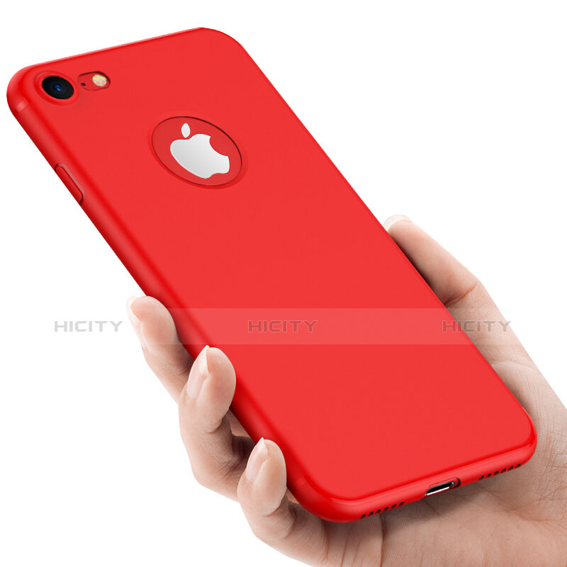 Coque Plastique Rigide avec Trou Mat pour Apple iPhone 7 Rouge Plus