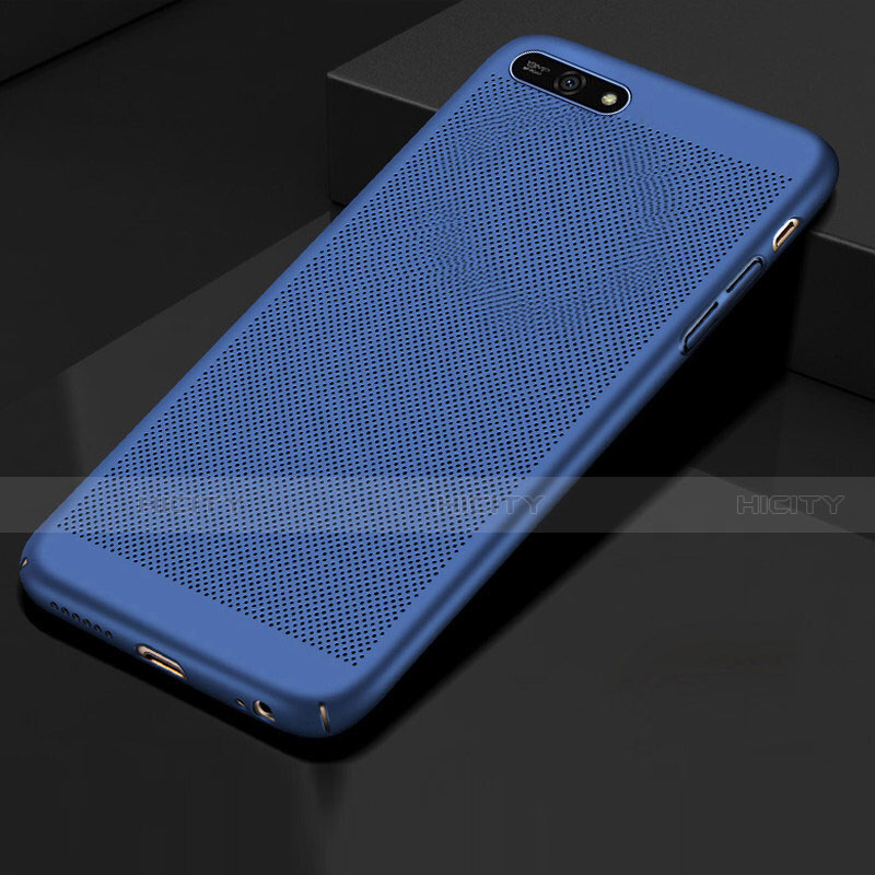 Coque Plastique Rigide Etui Housse Mailles Filet pour Huawei Enjoy 8e Bleu Plus