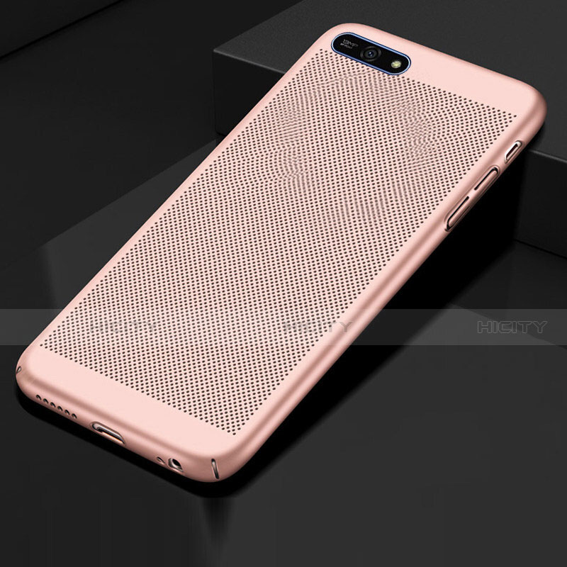 Coque Plastique Rigide Etui Housse Mailles Filet pour Huawei Honor 7A Or Rose Plus