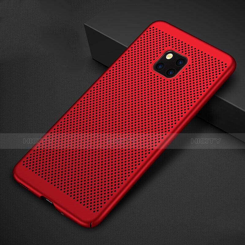 Coque Plastique Rigide Etui Housse Mailles Filet pour Huawei Mate 20 Pro Rouge Plus