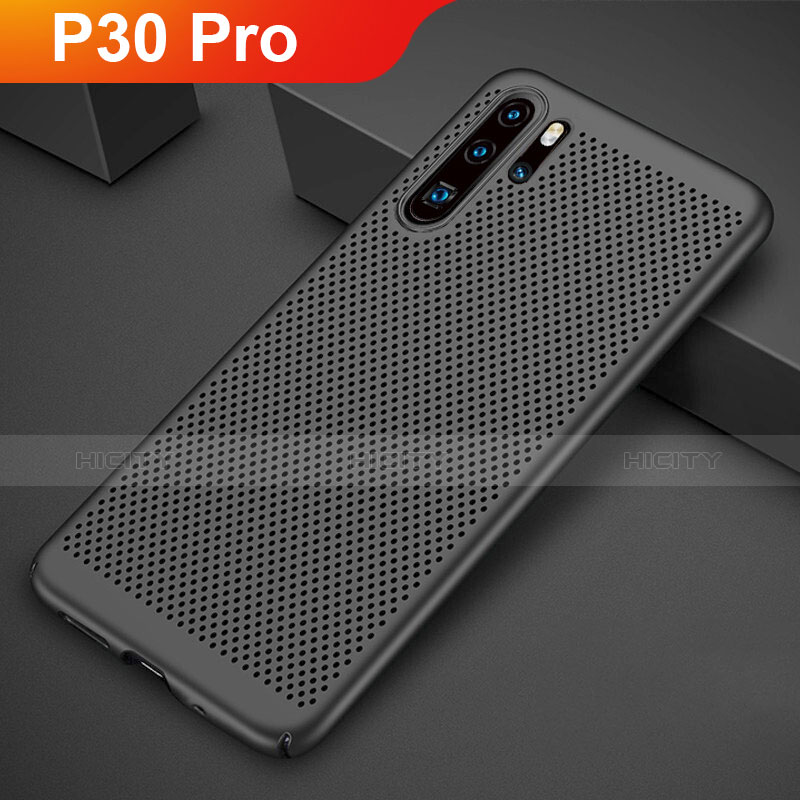 Coque Plastique Rigide Etui Housse Mailles Filet pour Huawei P30 Pro New Edition Noir Plus