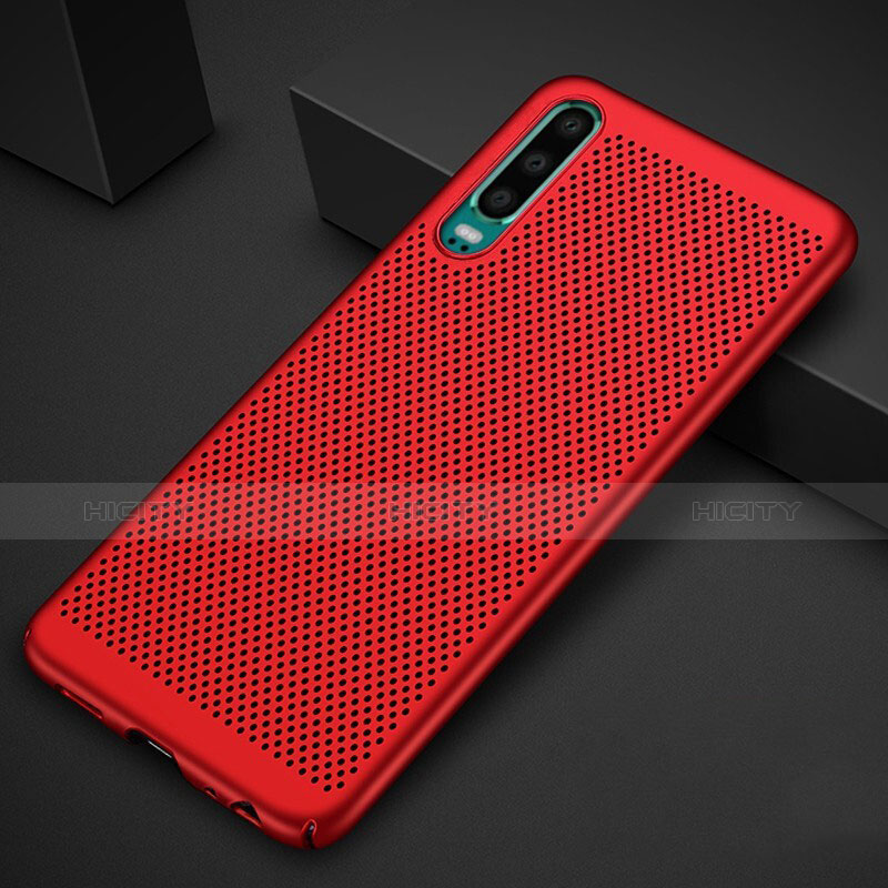 Coque Plastique Rigide Etui Housse Mailles Filet pour Huawei P30 Rouge Plus