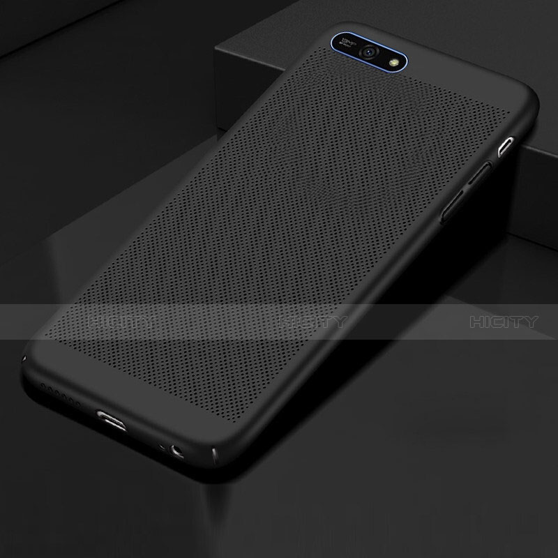 Coque Plastique Rigide Etui Housse Mailles Filet pour Huawei Y6 (2018) Noir Plus