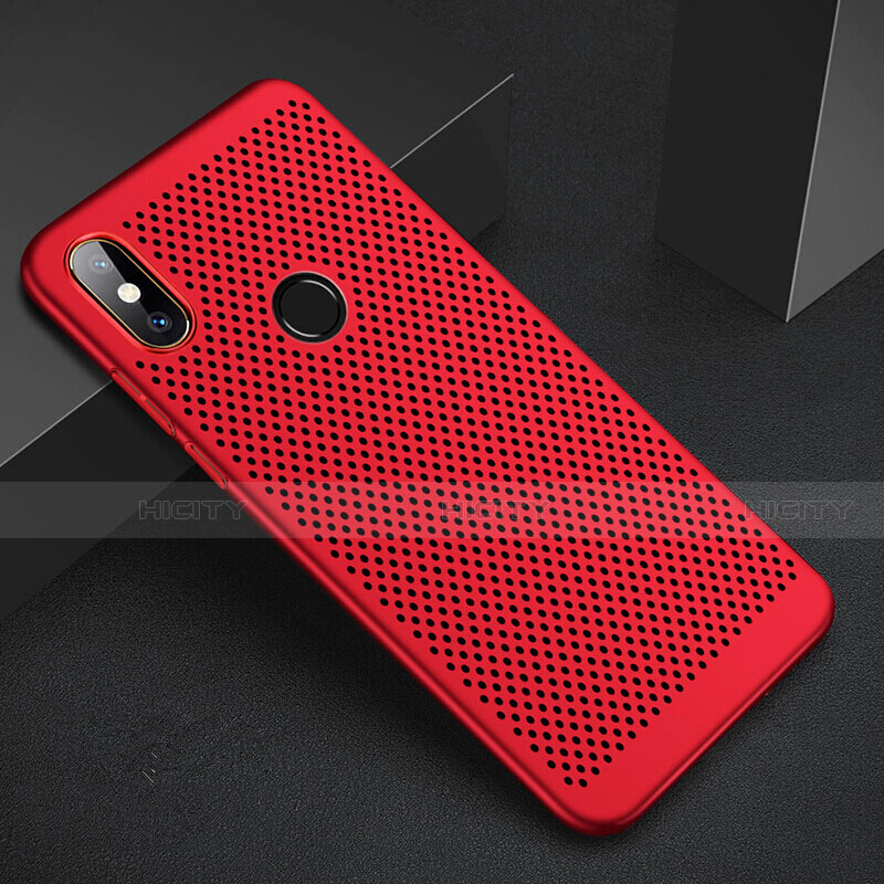 Coque Plastique Rigide Etui Housse Mailles Filet pour Xiaomi Mi 6X Rouge Plus