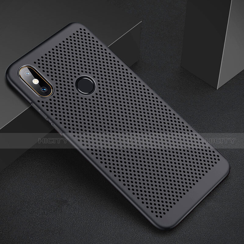 Coque Plastique Rigide Etui Housse Mailles Filet pour Xiaomi Mi A2 Noir Plus