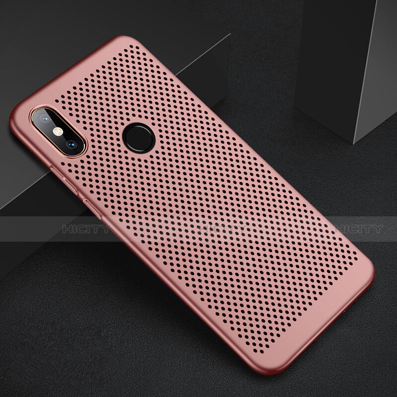 Coque Plastique Rigide Etui Housse Mailles Filet pour Xiaomi Redmi 6 Pro Or Rose Plus