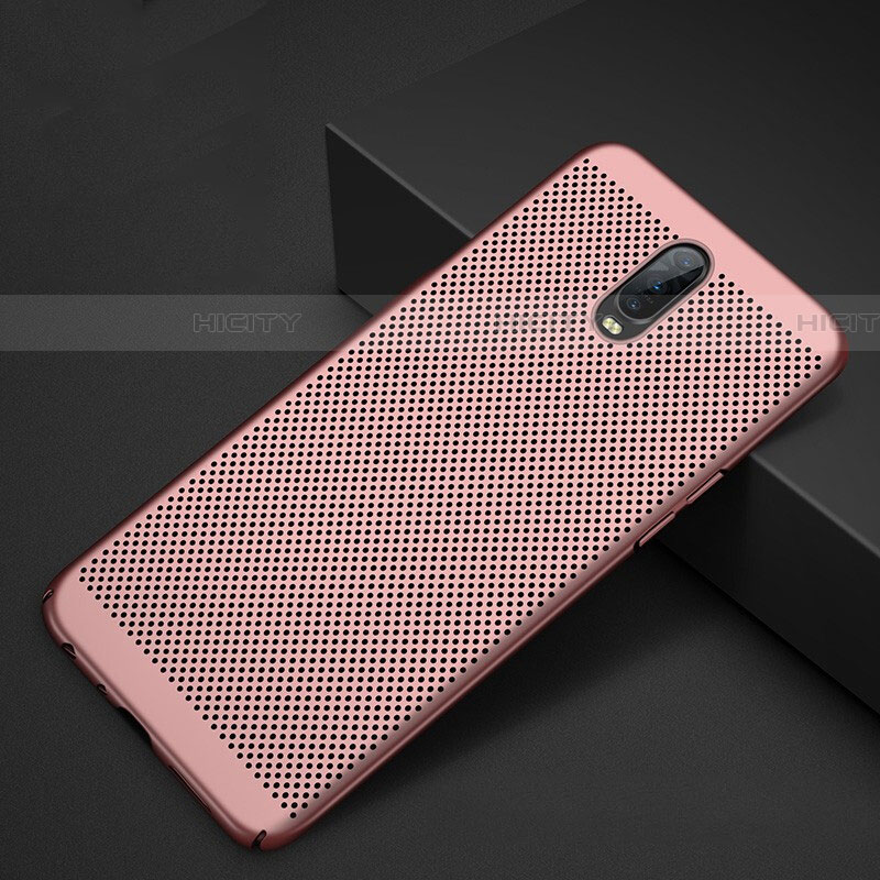 Coque Plastique Rigide Etui Housse Mailles Filet W01 pour Oppo RX17 Pro Or Rose Plus