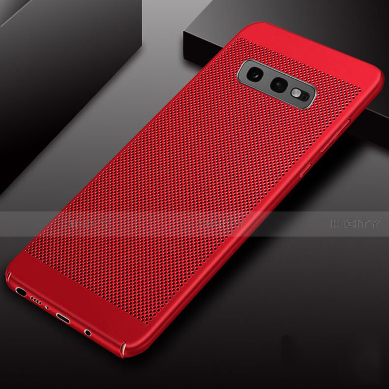 Coque Plastique Rigide Etui Housse Mailles Filet W01 pour Samsung Galaxy S10e Rouge Plus