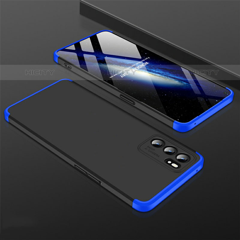 Coque Plastique Rigide Etui Housse Mat GK1 pour Oppo Reno6 Pro 5G India Bleu et Noir Plus