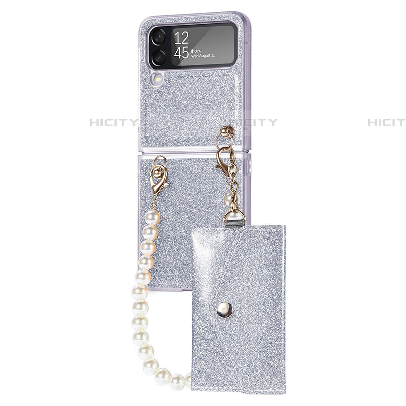 Coque Plastique Rigide Etui Housse Mat P08 pour Samsung Galaxy Z Flip4 5G Argent Plus