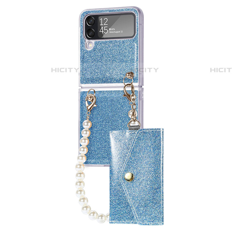 Coque Plastique Rigide Etui Housse Mat P08 pour Samsung Galaxy Z Flip4 5G Bleu Plus