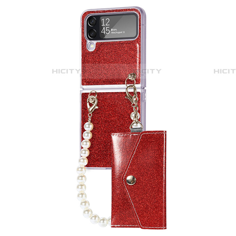 Coque Plastique Rigide Etui Housse Mat P08 pour Samsung Galaxy Z Flip4 5G Rouge Plus