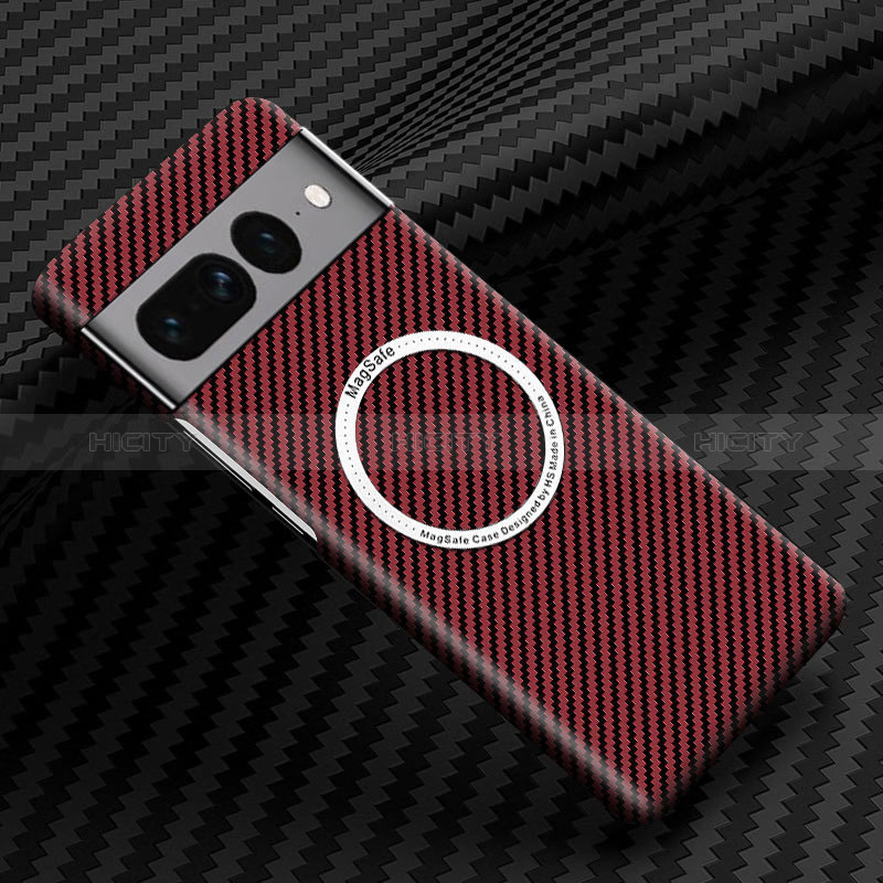 Coque Plastique Rigide Etui Housse Mat Serge avec Mag-Safe Magnetic Magnetique pour Google Pixel 7 Pro 5G Rouge Plus