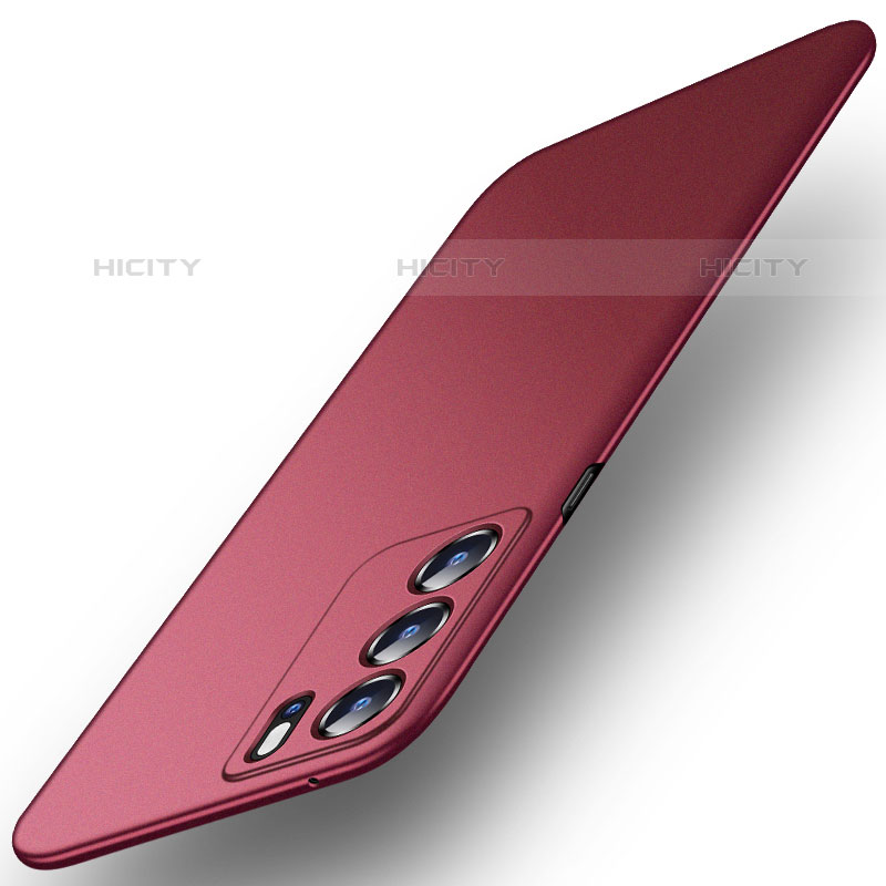 Coque Plastique Rigide Etui Housse Mat YK6 pour Oppo Reno6 Pro 5G India Rouge Plus