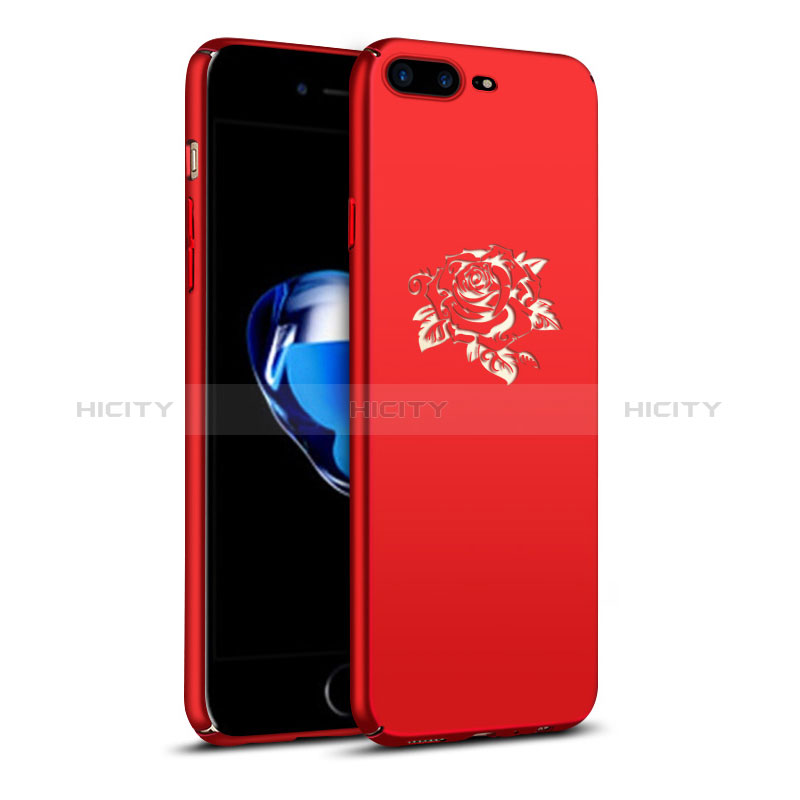 Coque Plastique Rigide Fleurs pour Apple iPhone 8 Plus Rouge Plus