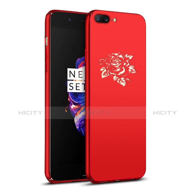 Coque Plastique Rigide Fleurs pour OnePlus 5 Rouge Plus