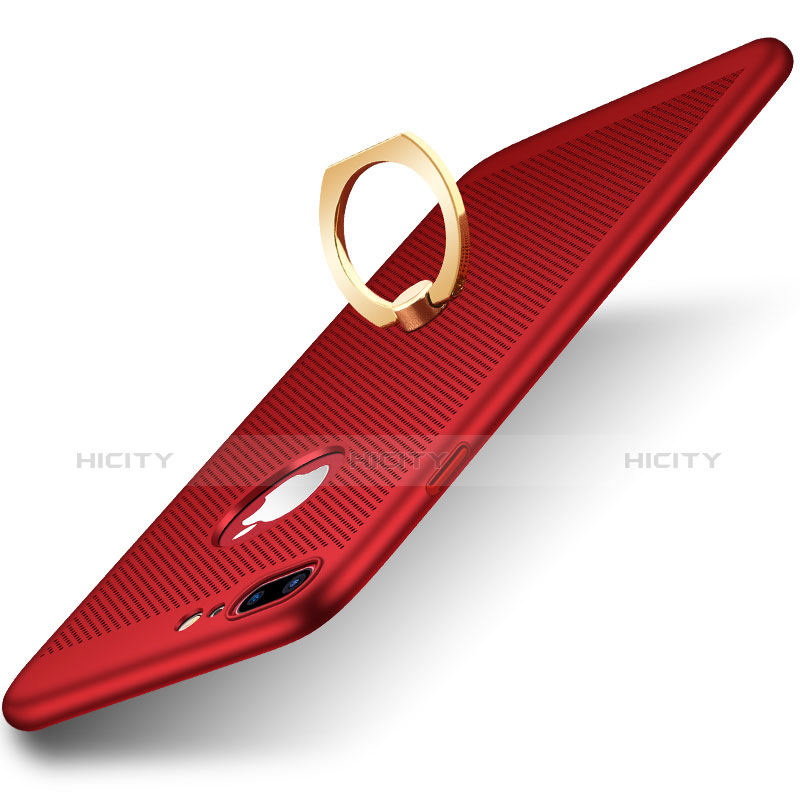 Coque Plastique Rigide Mailles Filet avec Support Bague Anneau W01 pour Apple iPhone 7 Plus Rouge Plus