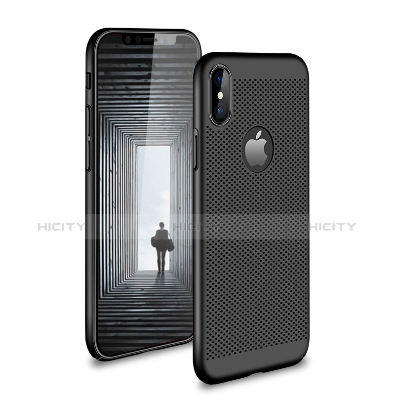 Coque Plastique Rigide Mailles Filet H01 pour Apple iPhone Xs Noir Plus