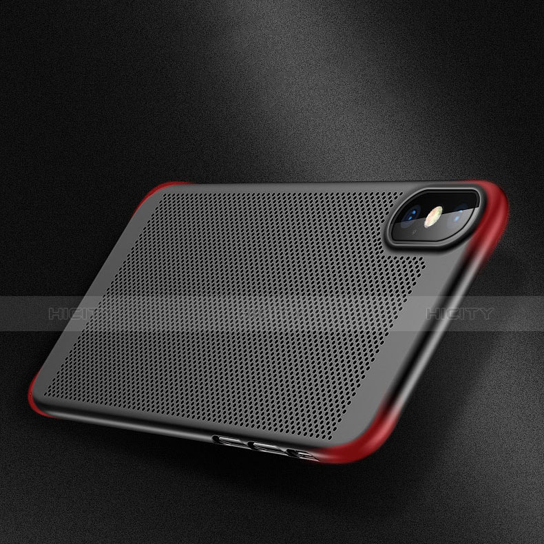 Coque Plastique Rigide Mailles Filet pour Apple iPhone Xs Noir Plus