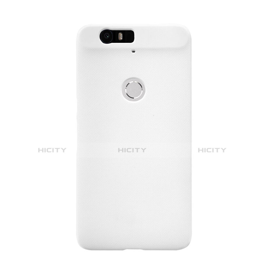 Coque Plastique Rigide Mailles Filet pour Google Nexus 6P Blanc Plus