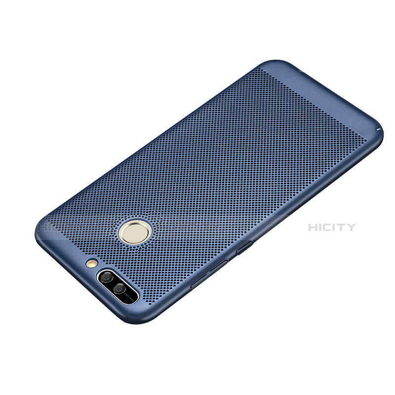 Coque Plastique Rigide Mailles Filet pour Huawei Honor V9 Bleu Plus