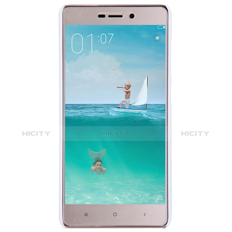 Coque Plastique Rigide Mailles Filet pour Xiaomi Redmi 3 High Edition Blanc Plus