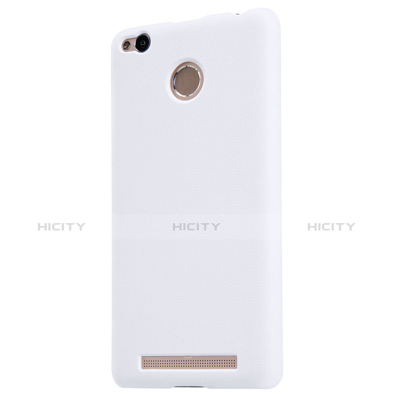 Coque Plastique Rigide Mailles Filet pour Xiaomi Redmi 3 High Edition Blanc Plus