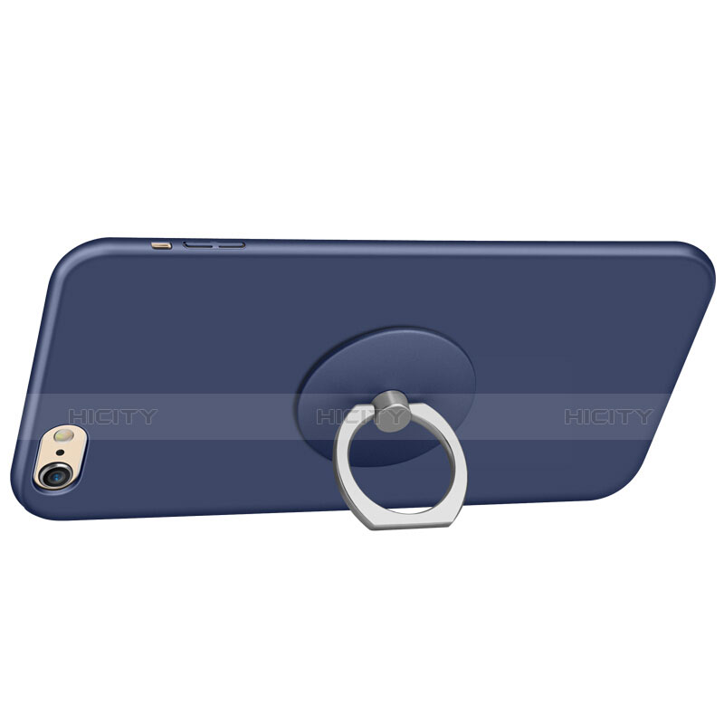 Coque Plastique Rigide Mat avec Support Bague Anneau A01 pour Apple iPhone 6S Bleu Plus