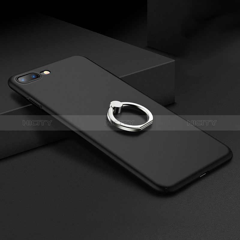 Coque Plastique Rigide Mat avec Support Bague Anneau A01 pour Apple iPhone 8 Plus Noir Plus