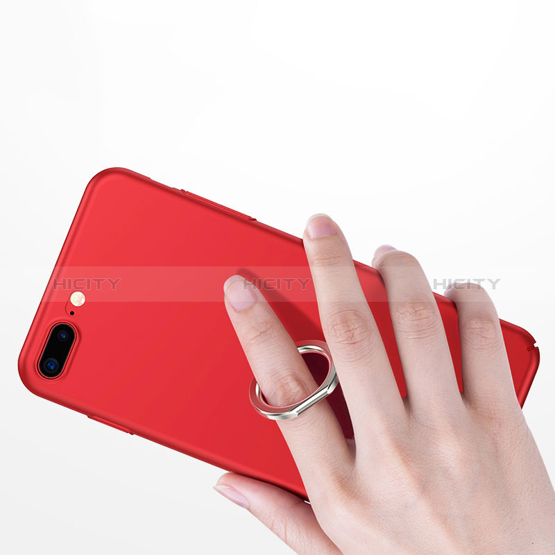 Coque Plastique Rigide Mat avec Support Bague Anneau A01 pour Apple iPhone 8 Plus Rouge Plus