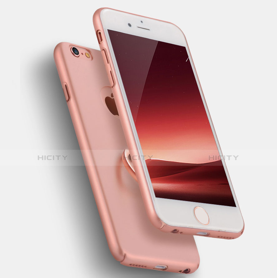 Coque Plastique Rigide Mat avec Support Bague Anneau A02 pour Apple iPhone 6 Rose Plus