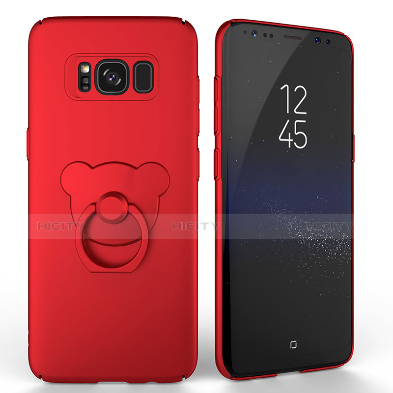 Coque Plastique Rigide Mat avec Support Bague Anneau A02 pour Samsung Galaxy S8 Rouge Plus