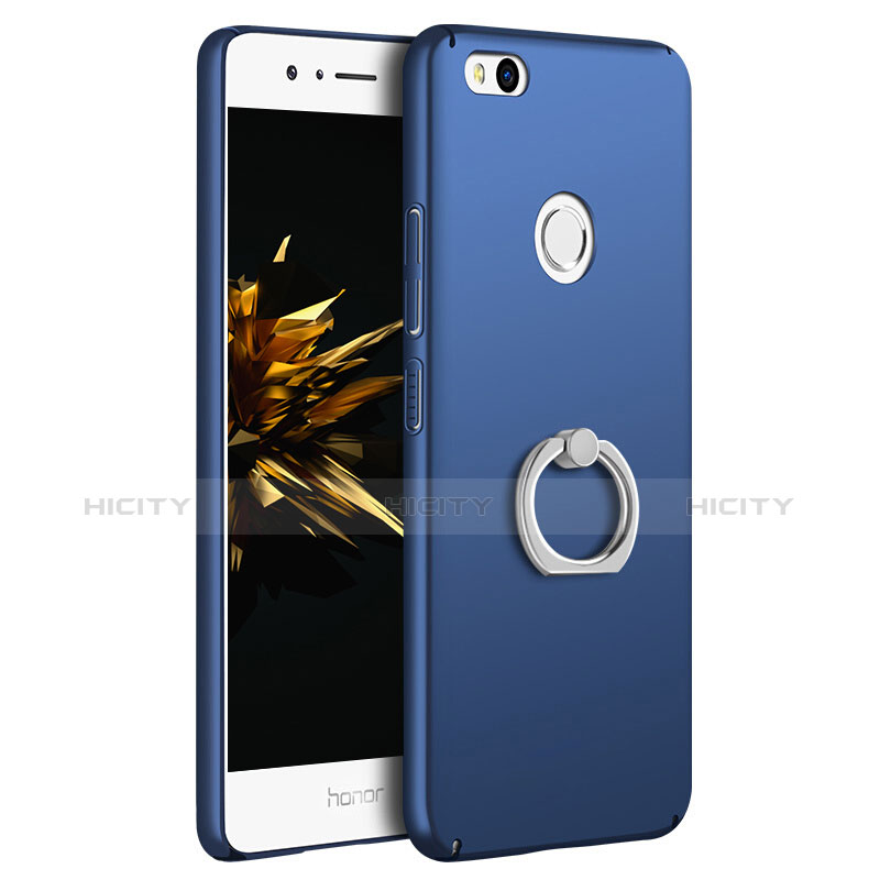 Coque Plastique Rigide Mat avec Support Bague Anneau A03 pour Huawei GR3 (2017) Bleu Plus