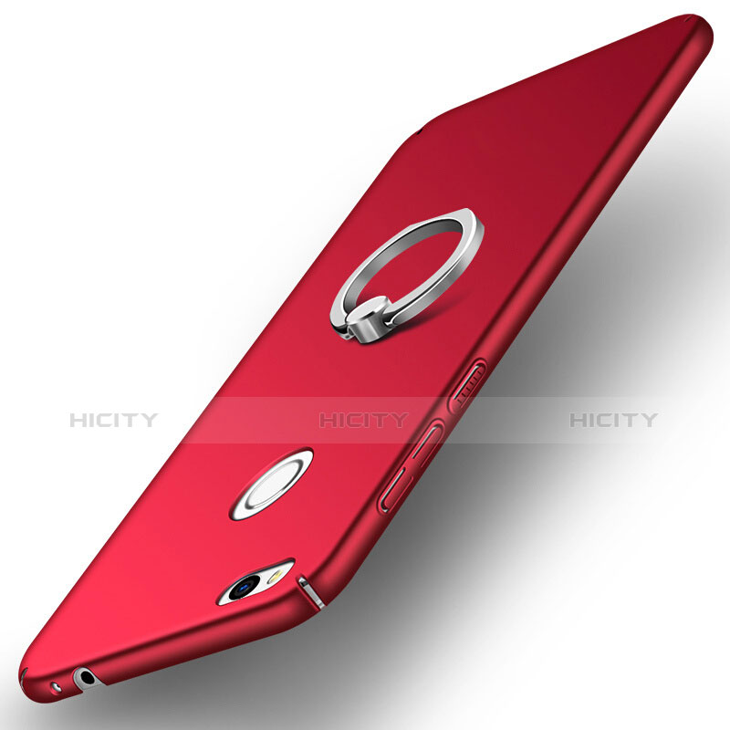 Coque Plastique Rigide Mat avec Support Bague Anneau A03 pour Huawei GR3 (2017) Rouge Plus