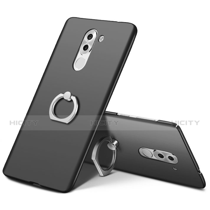 Coque Plastique Rigide Mat avec Support Bague Anneau A03 pour Huawei Honor 6X Pro Noir Plus