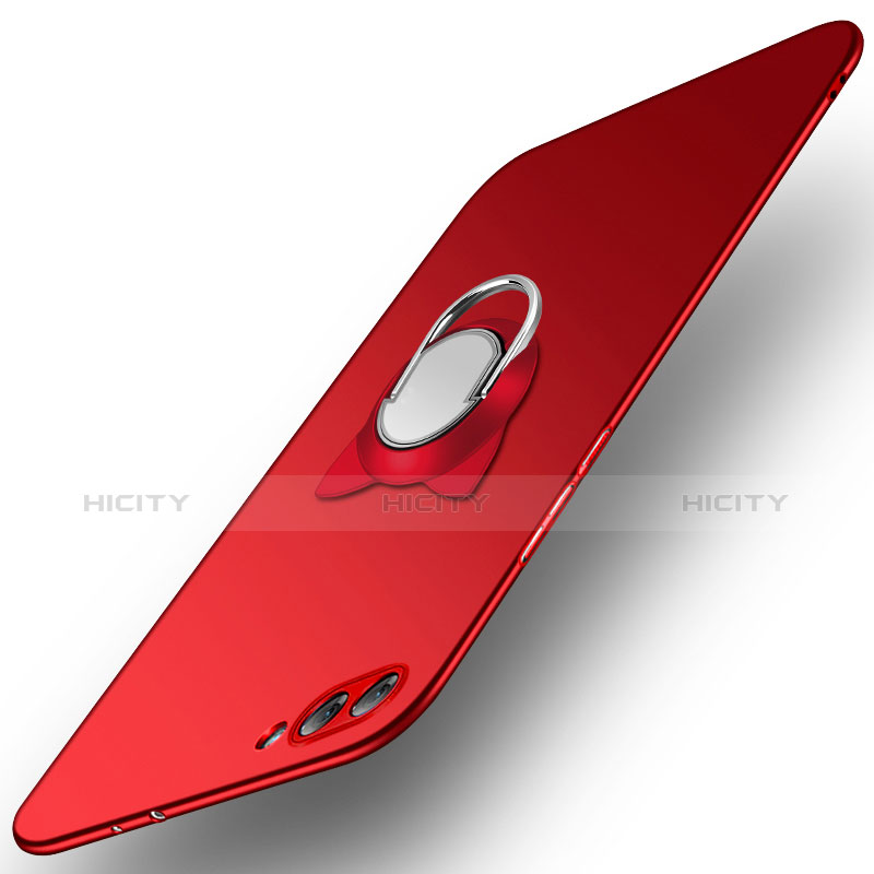 Coque Plastique Rigide Mat avec Support Bague Anneau A03 pour Huawei Honor View 10 Rouge Plus