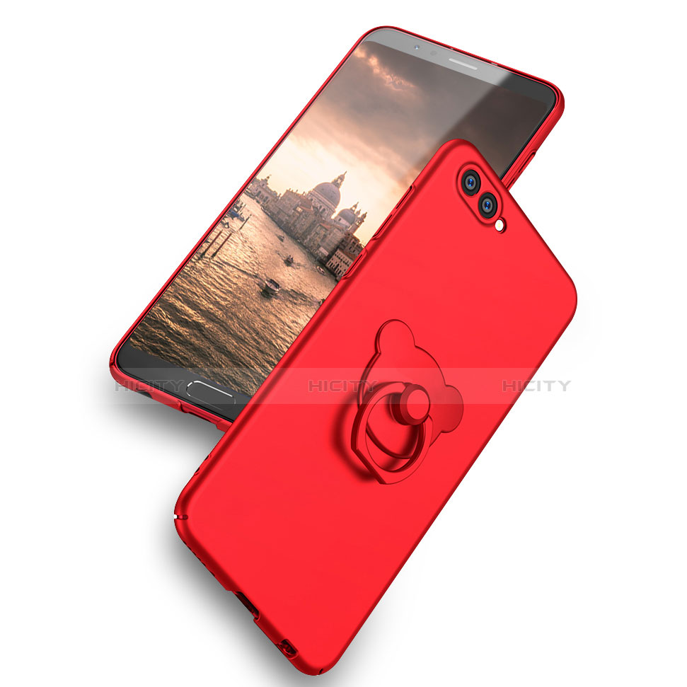 Coque Plastique Rigide Mat avec Support Bague Anneau A04 pour Huawei Honor V10 Rouge Plus