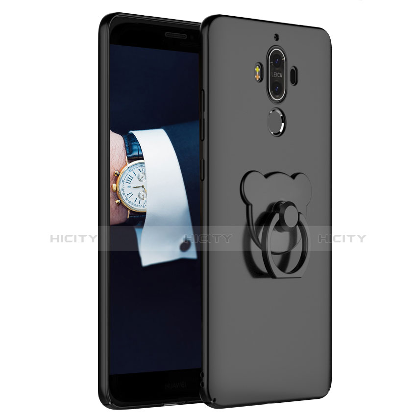 Coque Plastique Rigide Mat avec Support Bague Anneau A04 pour Huawei Mate 9 Noir Plus