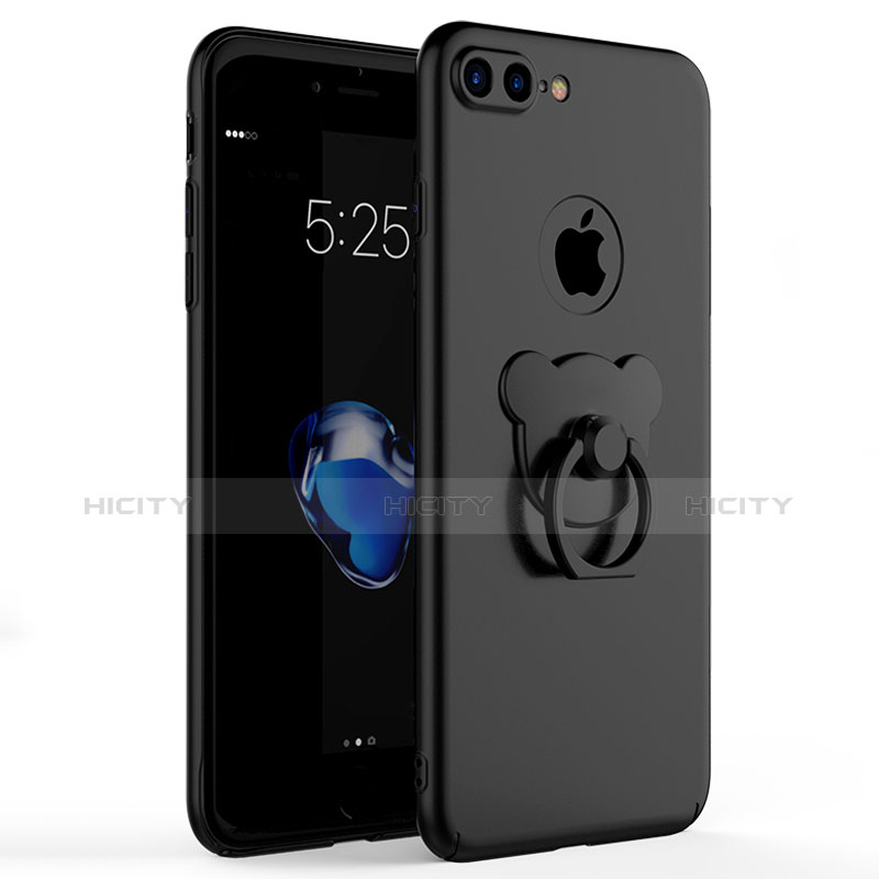 Coque Plastique Rigide Mat avec Support Bague Anneau A06 pour Apple iPhone 7 Plus Noir Plus