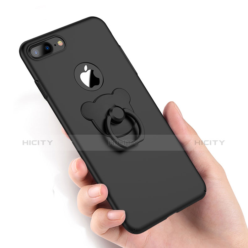 Coque Plastique Rigide Mat avec Support Bague Anneau A06 pour Apple iPhone 7 Plus Noir Plus