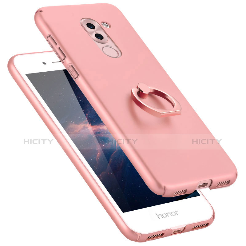 Coque Plastique Rigide Mat avec Support Bague Anneau A06 pour Huawei GR5 (2017) Rose Plus