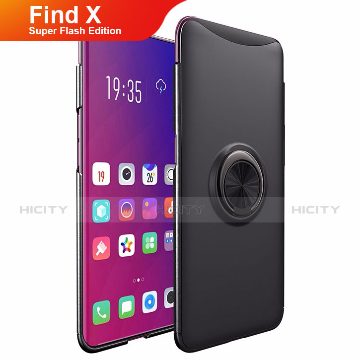 Coque Plastique Rigide Mat avec Support Bague Anneau Aimante Magnetique pour Oppo Find X Super Flash Edition Noir Plus