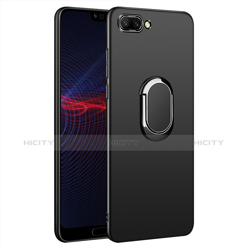 Coque Plastique Rigide Mat avec Support Bague Anneau et Laniere pour Huawei Honor 10 Noir Plus