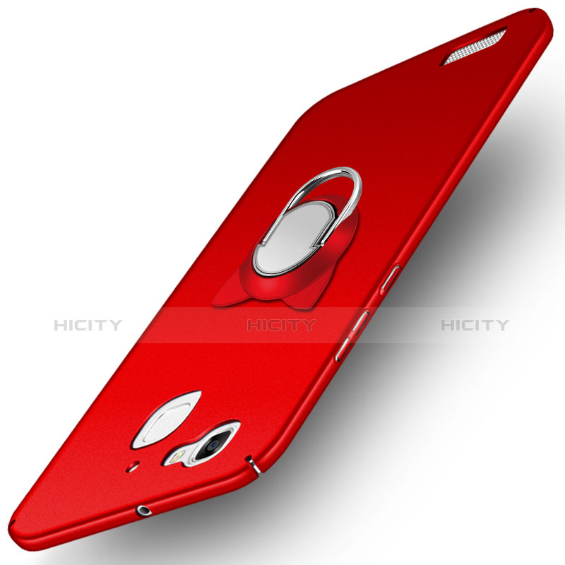 Coque Plastique Rigide Mat avec Support Bague Anneau pour Huawei Enjoy 5S Rouge Plus